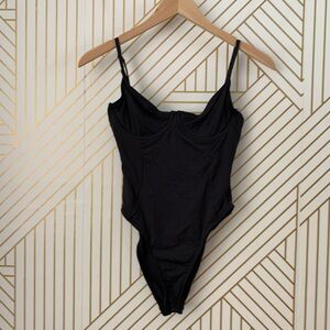 Onia Isabella High Leg One Piece Corset Swimsuit Black Swimwear Nylon adjustable